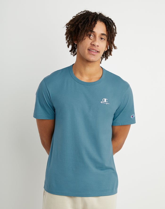 Champion T-Shirt Heren - Blauw - Lightweight C Logo Applique ( 815324-MJF )